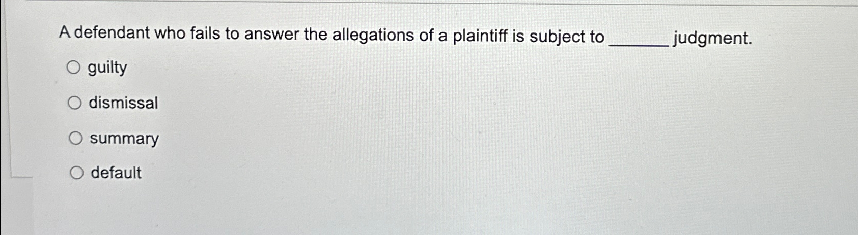 Solved A defendant who fails to answer the allegations of a | Chegg.com