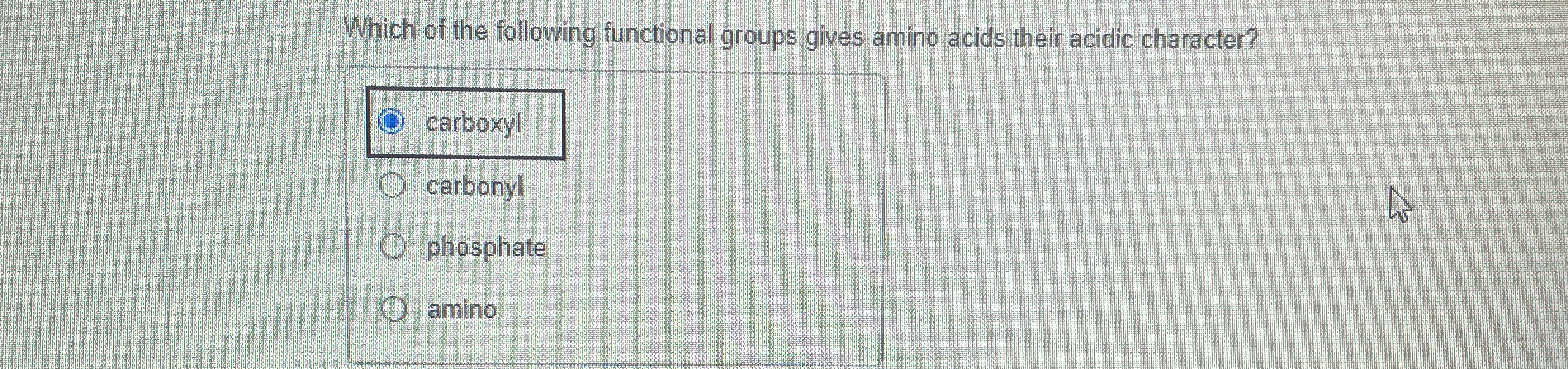 Solved Which of the following functional groups gives amino | Chegg.com