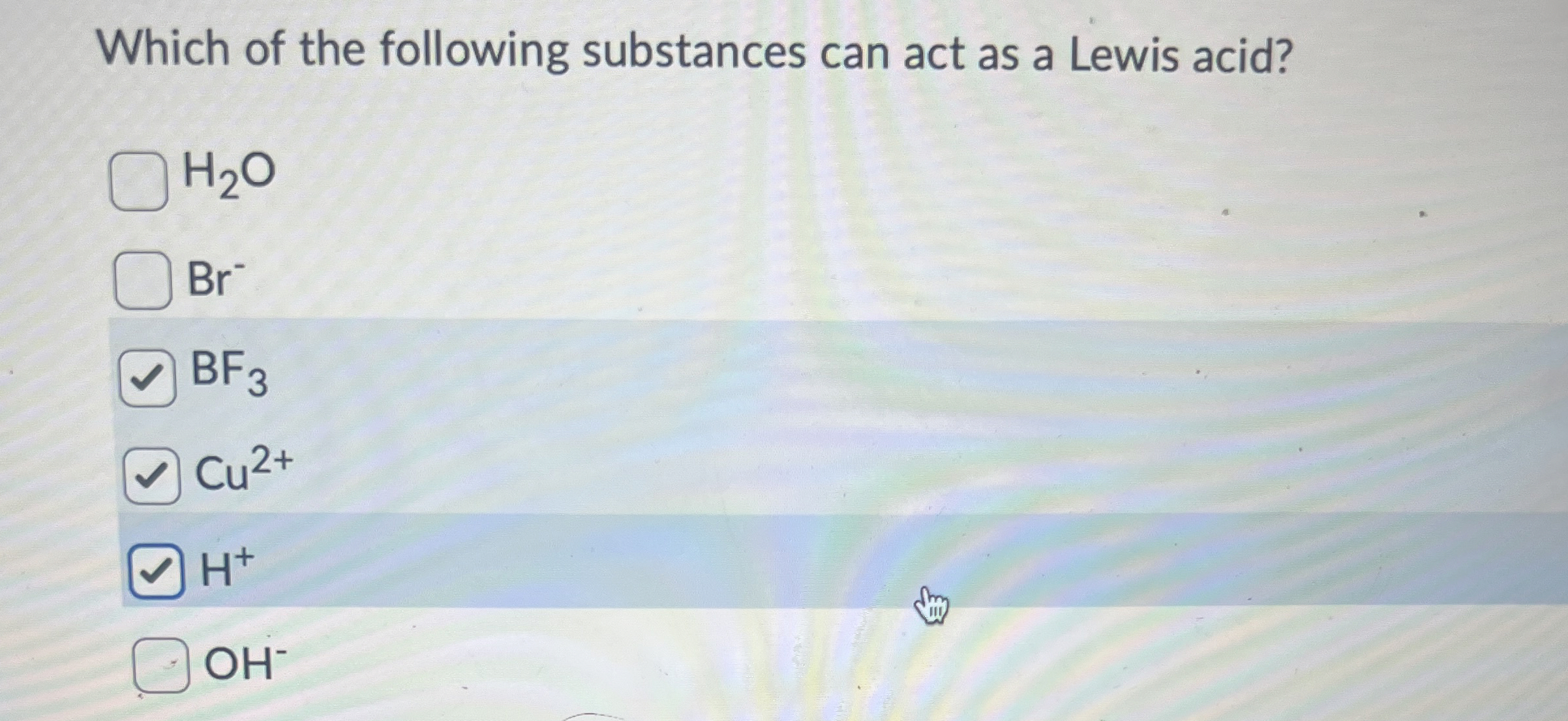 Solved Which of the following substances can act as a Lewis | Chegg.com