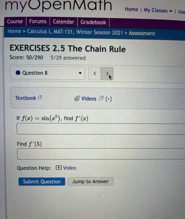 Solved myOpenMath Home My Classes - USE Course Forums | Chegg.com