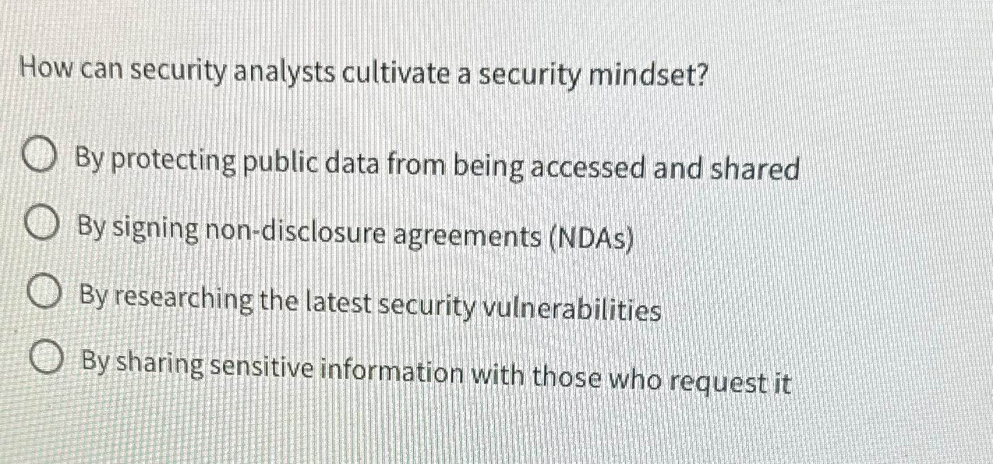 Solved How Can Security Analysts Cultivate A Security | Chegg.com