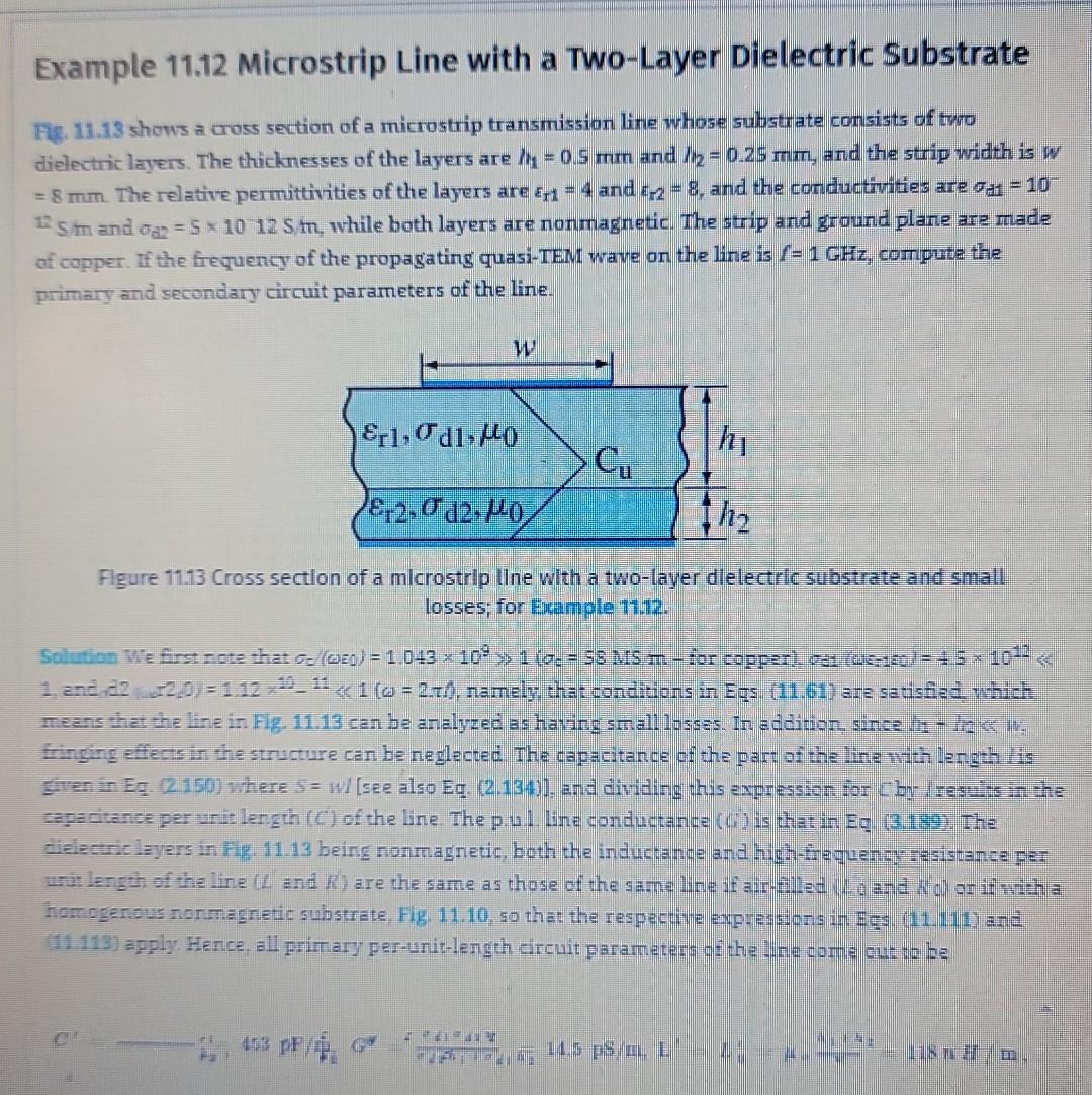 Solved 12.6.Power flow on a low-loss microstrip line with a | Chegg.com