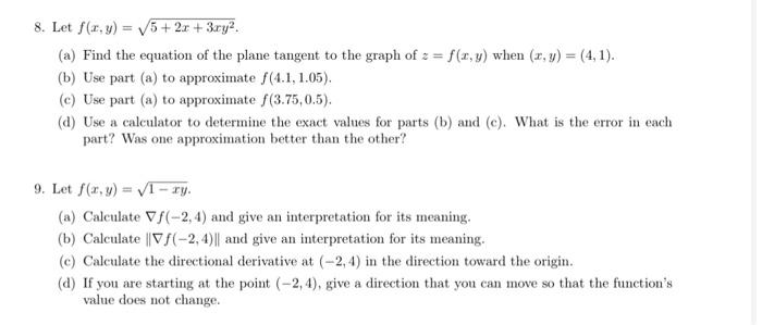 Solved 8 Let F X Y 5 2x 3xy A Find The Equation Chegg Com