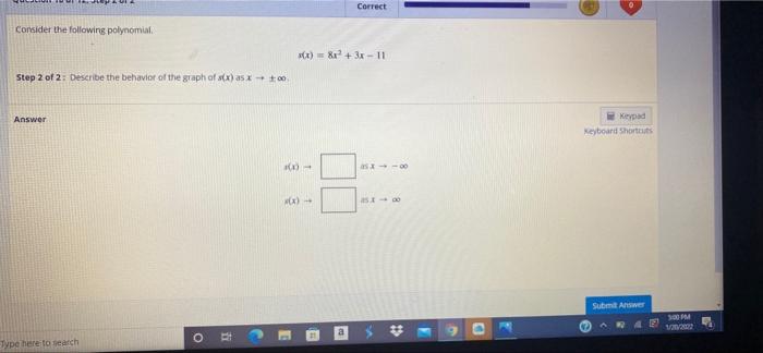 Solved Correct Consider The Following Polynomial 1 8x2