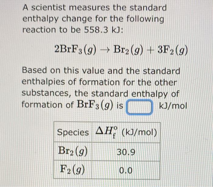 Solved A scientist measures the standard enthalpy change for