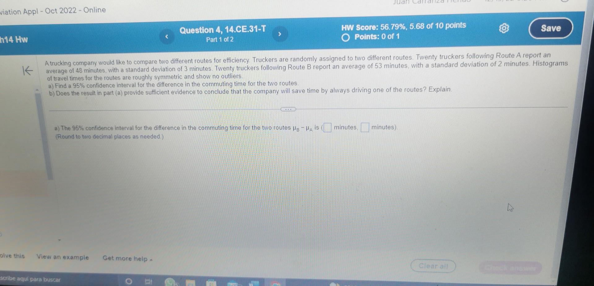 Solved A trucking company would like to compare two | Chegg.com