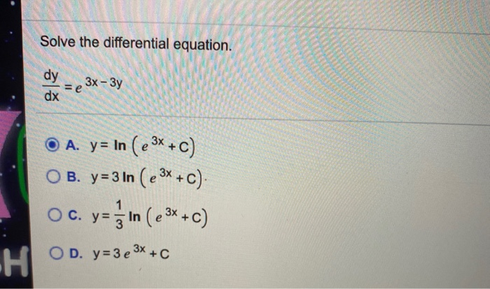 Solved Solve The Differential Equation Dy Dx 3x 3y E Chegg Com