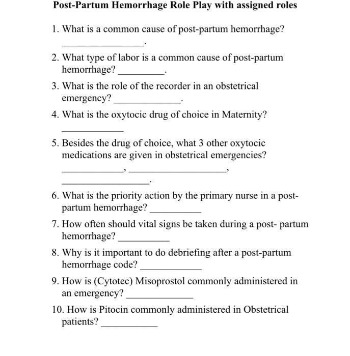 Post-Partum Hemorrhage