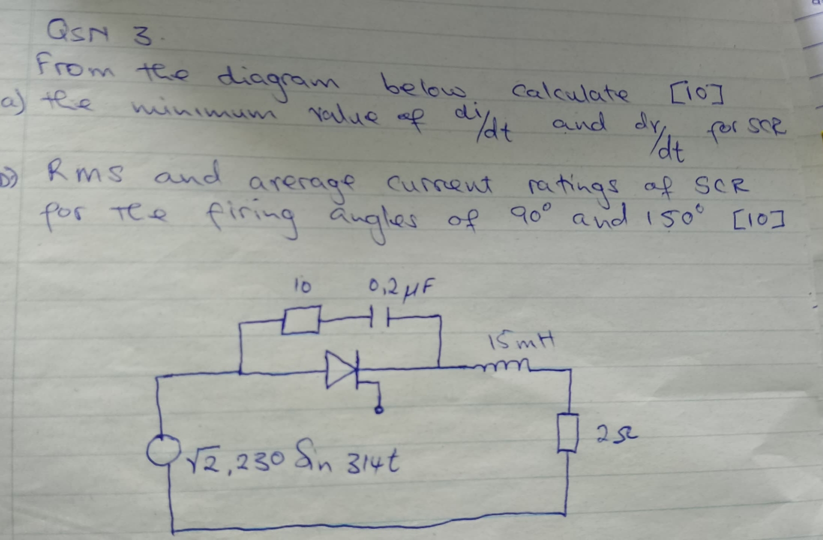 Solved QsN 3.From the diagram below calculate [10]a) ﻿the | Chegg.com