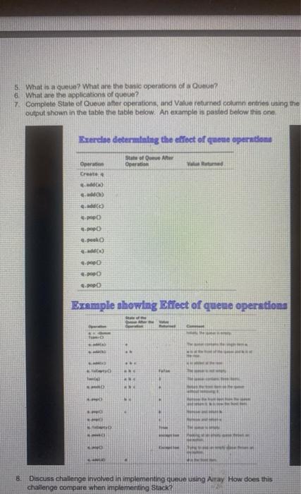 Solved 5. What is a queue? What are the basic operations of | Chegg.com