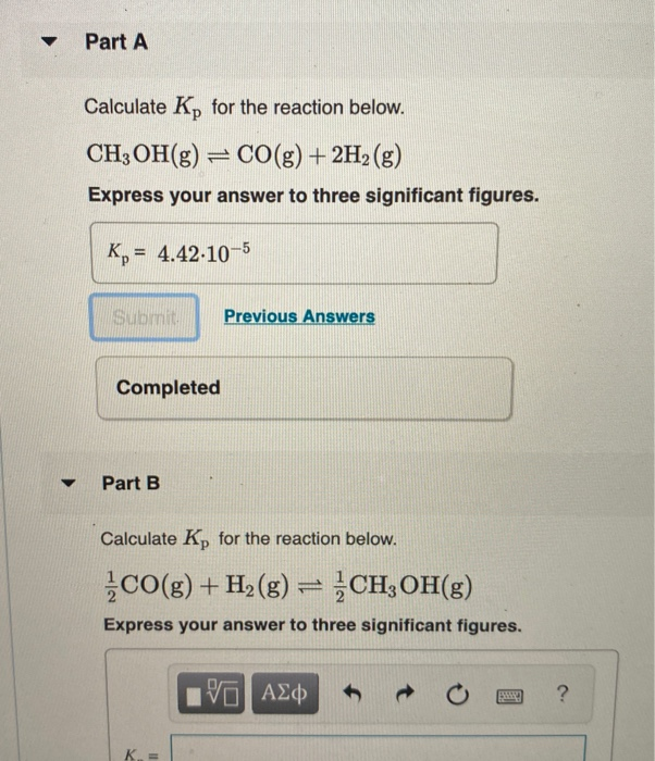 Solved The reaction below has an equilibrium constant of Kp | Chegg.com