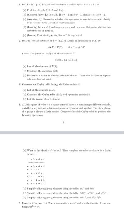 Solved L Lab 1 Le A Set With Operation Detined By Chegg Com