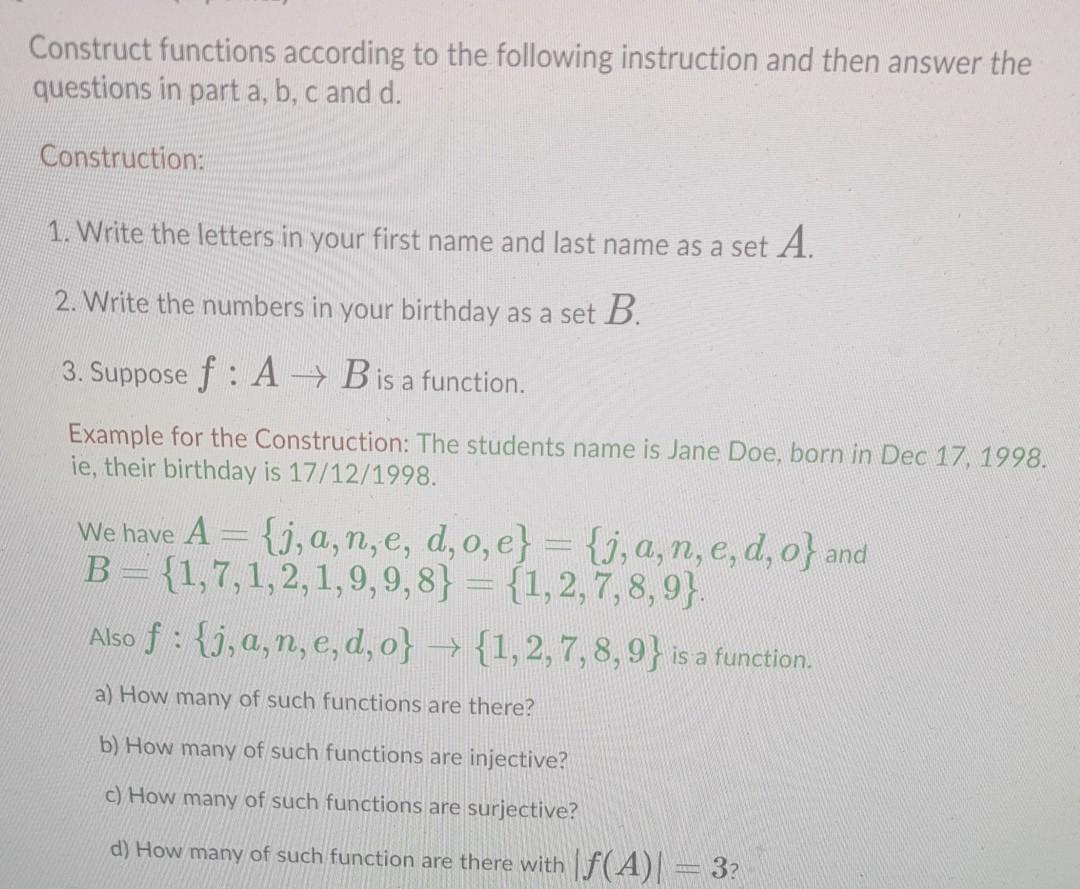 Solved Construct functions according to the following | Chegg.com