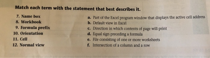 Solved Match each term with the statement that best | Chegg.com