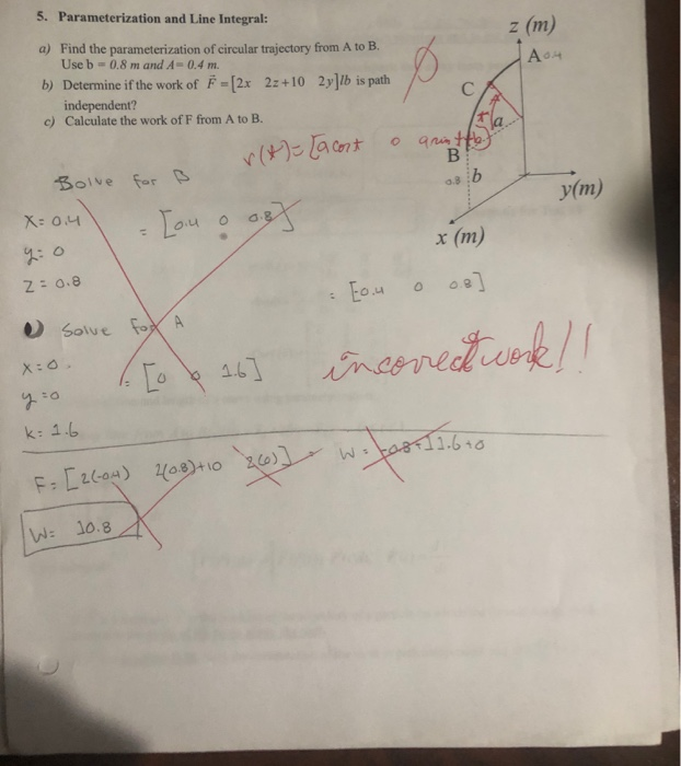 5. Parameterization and Line Integral: z (m) АА a) | Chegg.com