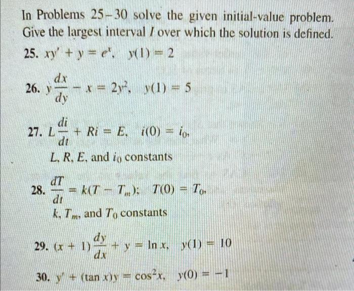 Solved In Problems 25 30 Solve The Given Initial Value