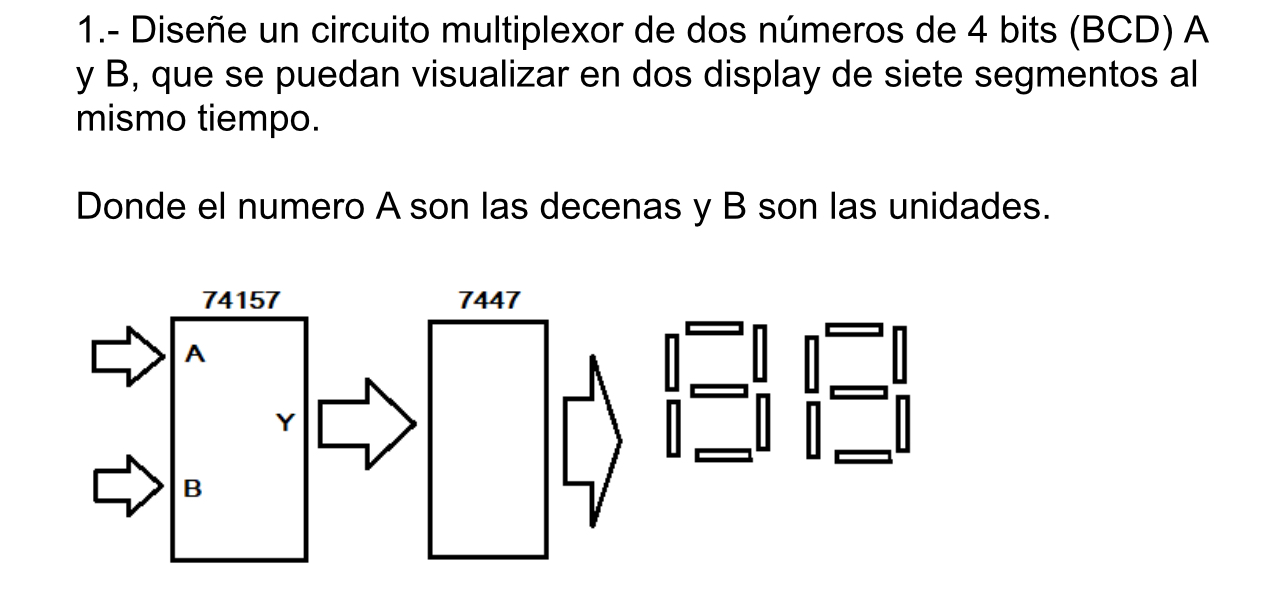 1.- ﻿Diseñe un circuito multiplexor de dos números de | Chegg.com