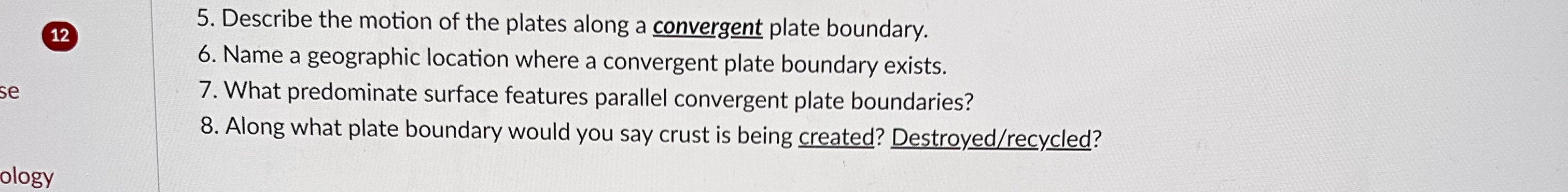 Solved 125. ﻿Describe the motion of the plates along a | Chegg.com