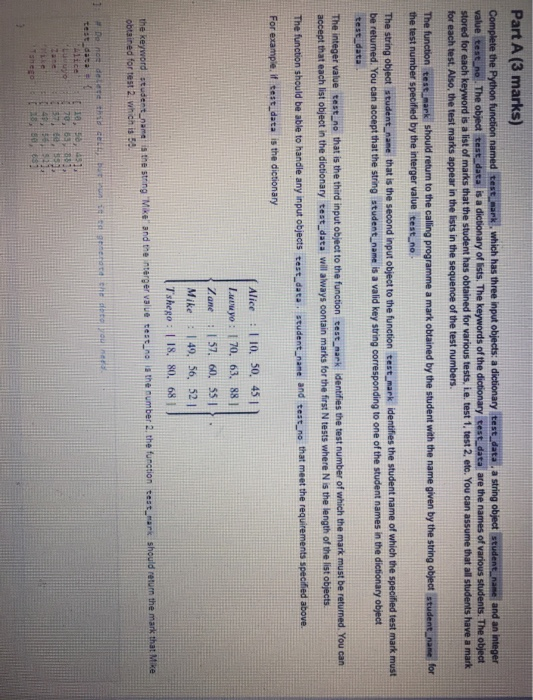 Solved Part A (3 marks) Complete the Python function named | Chegg.com
