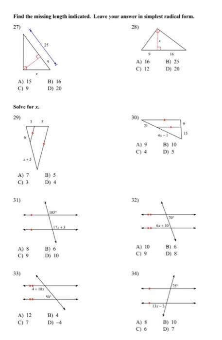 Solved Find the missing length indicated. Leave your answer | Chegg.com