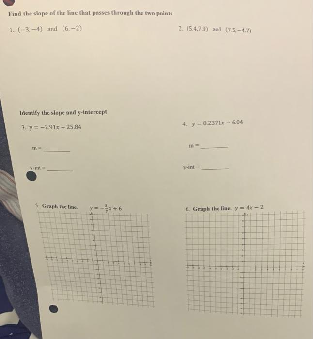 Solved Find the slope of the line that passes through the | Chegg.com