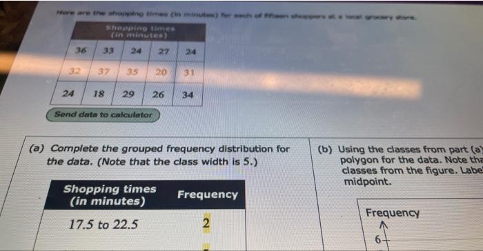 Solved Send data to calculator (a) Complete the grouped | Chegg.com
