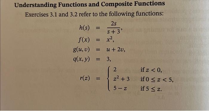 Solved Understanding Functions And Composite Functions | Chegg.com