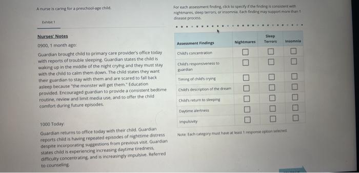 solved-a-nurse-is-caring-for-a-preschool-age-ctild-exibit-1-chegg