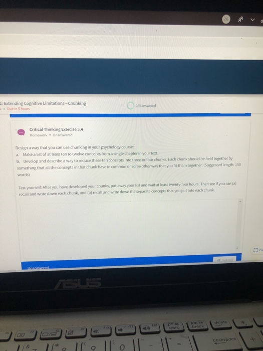 Extending Cognitive Limitations Chunking Due in 5 | Chegg.com