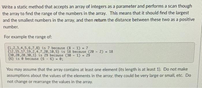 Solved Write a static method that accepts an array of | Chegg.com