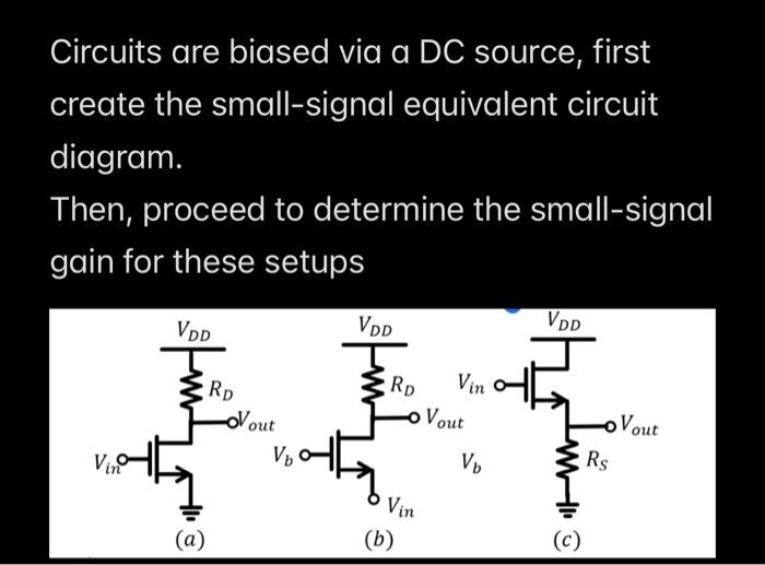 Solved Circuits are biased via a DC source, first create the | Chegg.com
