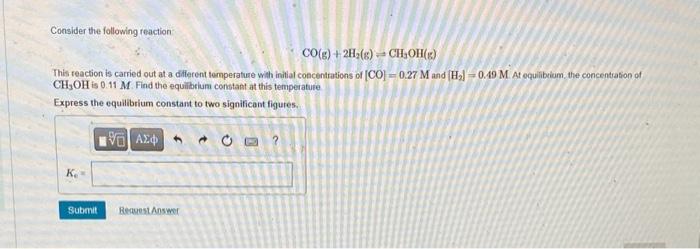 Solved Consider The Following Reaction Cog2h2 0515