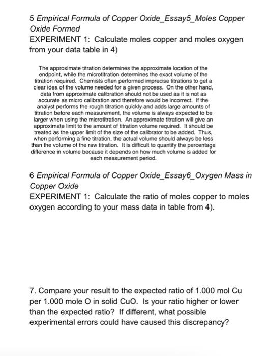 1 Empirical Formula of Copper Oxide_Essay1_Mass after