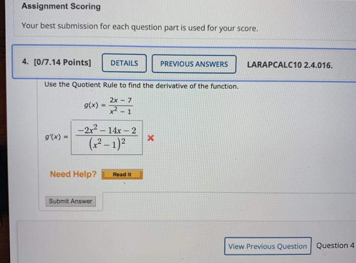 Solved Assignment Scoring Your best submission for each | Chegg.com