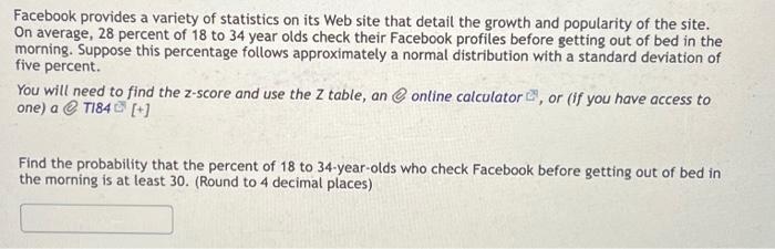 Solved Facebook Provides A Variety Of Statistics On Its Web | Chegg.com