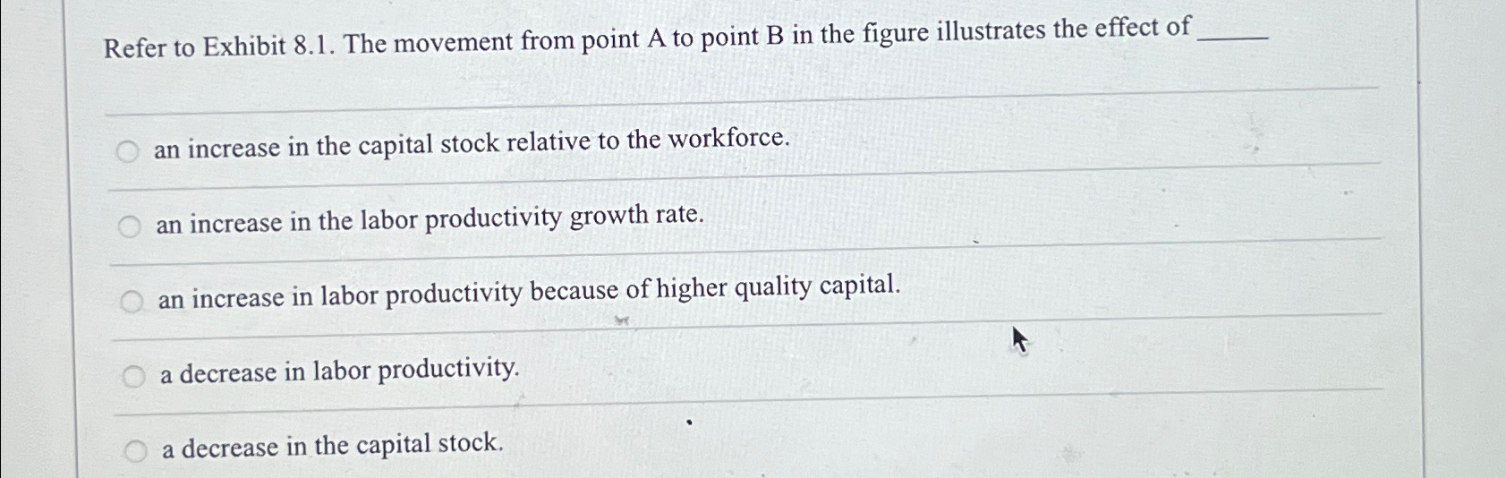 Solved Refer to Exhibit 8.1. ﻿The movement from point A to | Chegg.com