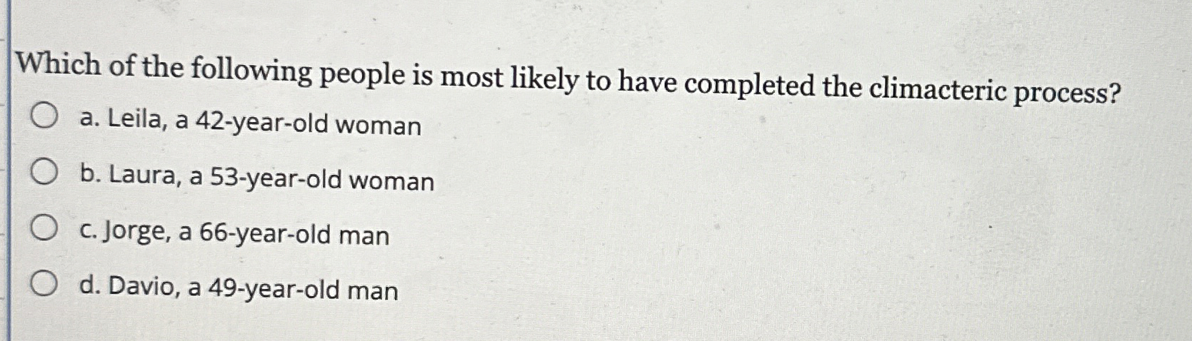 Solved Which of the following people is most likely to have | Chegg.com