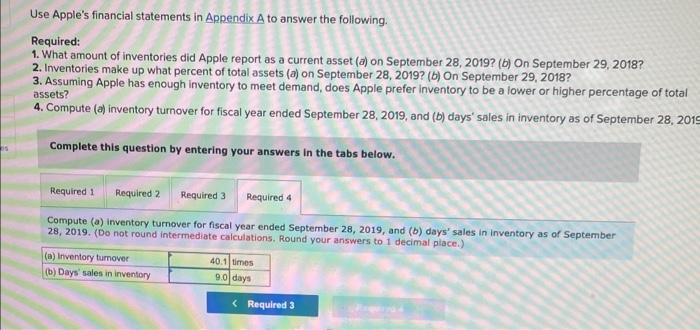 Use Apple's Financial Statements In Appendix A To | Chegg.com