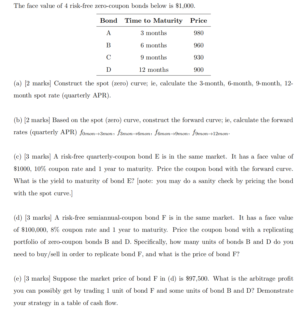 Solved The face value of 4 ﻿risk-free zero-coupon bonds | Chegg.com