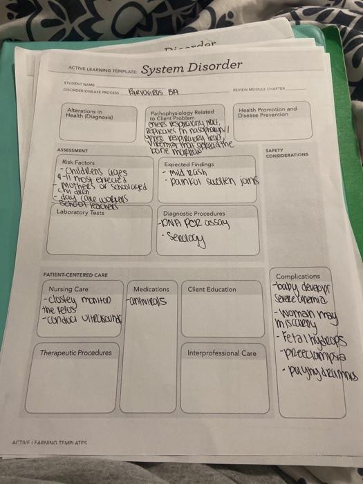 Solved dor ACTIVE LEARNING TEMPLATE System Disorder DRORA