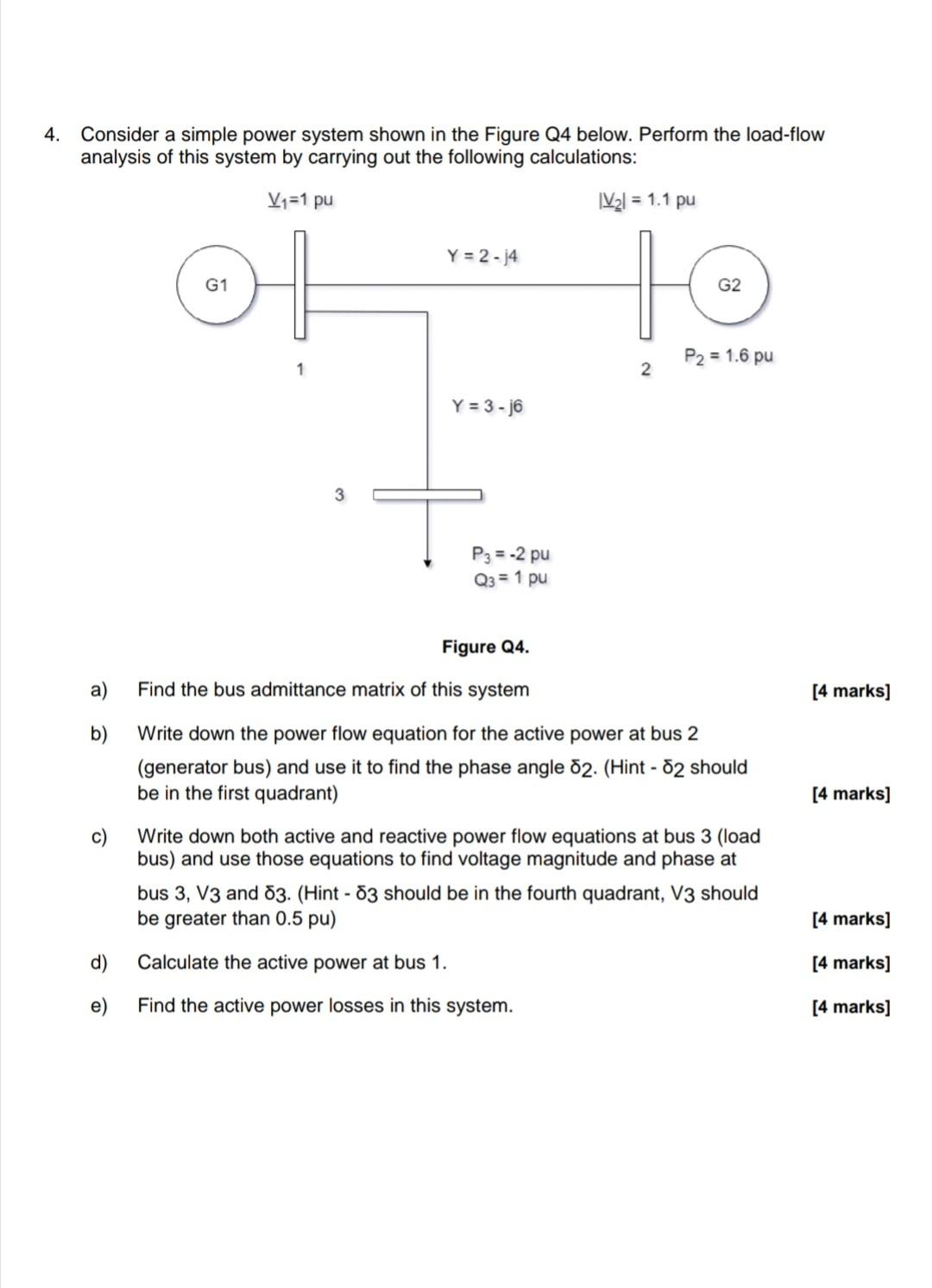 Solved 4. Consider A Simple Power System Shown In The Figure | Chegg.com