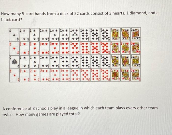 Solved How many 5card hands from a deck of 52 cards consist