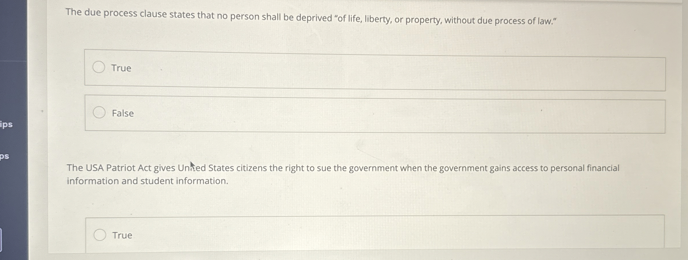 Solved The due process clause states that no person shall be 