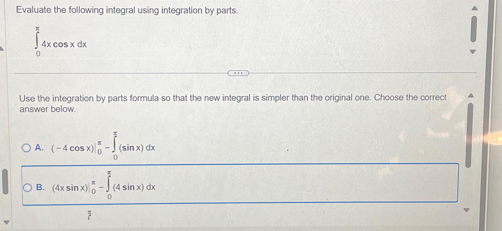 Solved Evaluate the following integral using integration by | Chegg.com