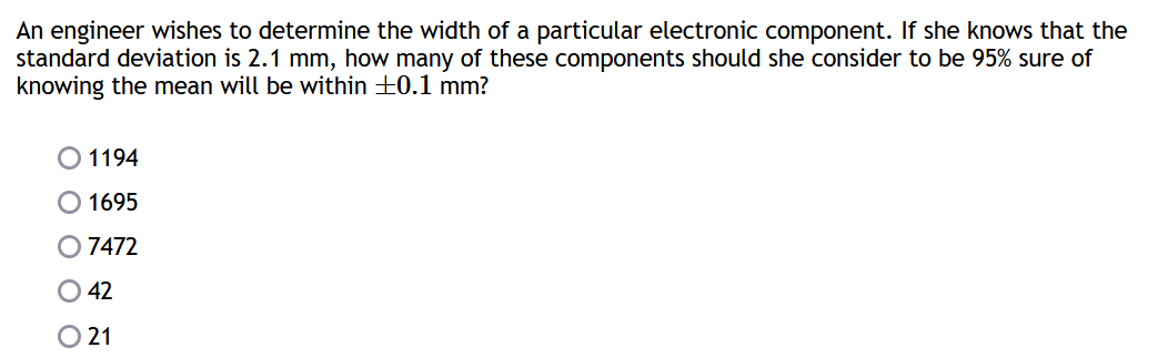 Solved An engineer wishes to determine the width of a | Chegg.com