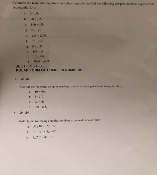 Solved c. Calculate the resultant magnitude and phase angle