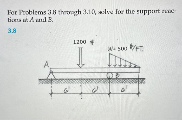 Solved For Problems 3.8 through 3.10, solve for the support | Chegg.com