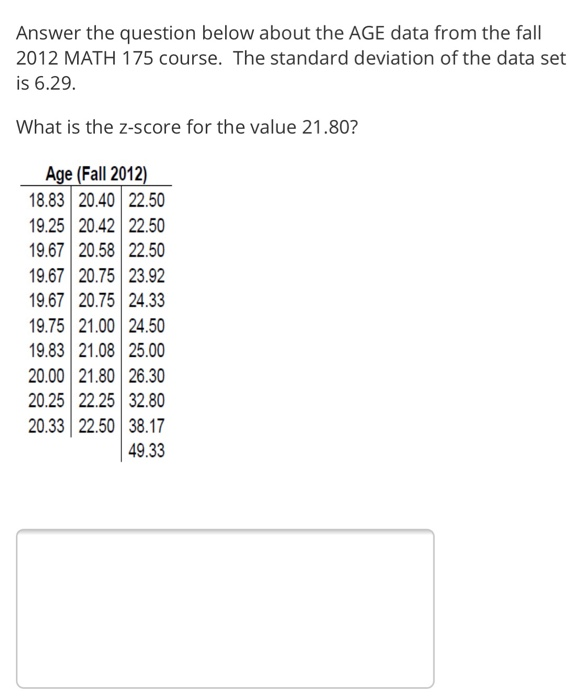 Solved Answer the question below about the AGE data from the | Chegg.com