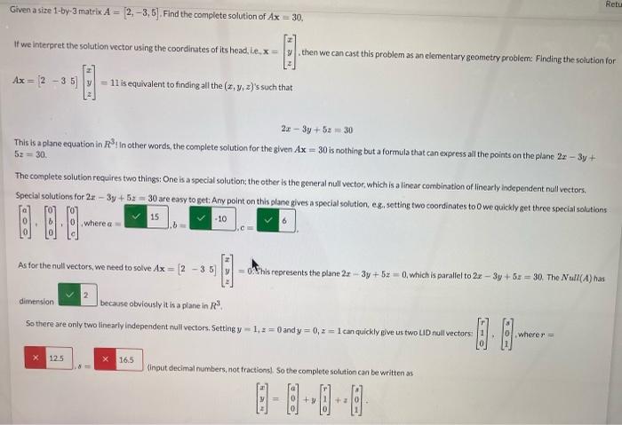 Solved linear algebra, can not figure out the rest of this | Chegg.com