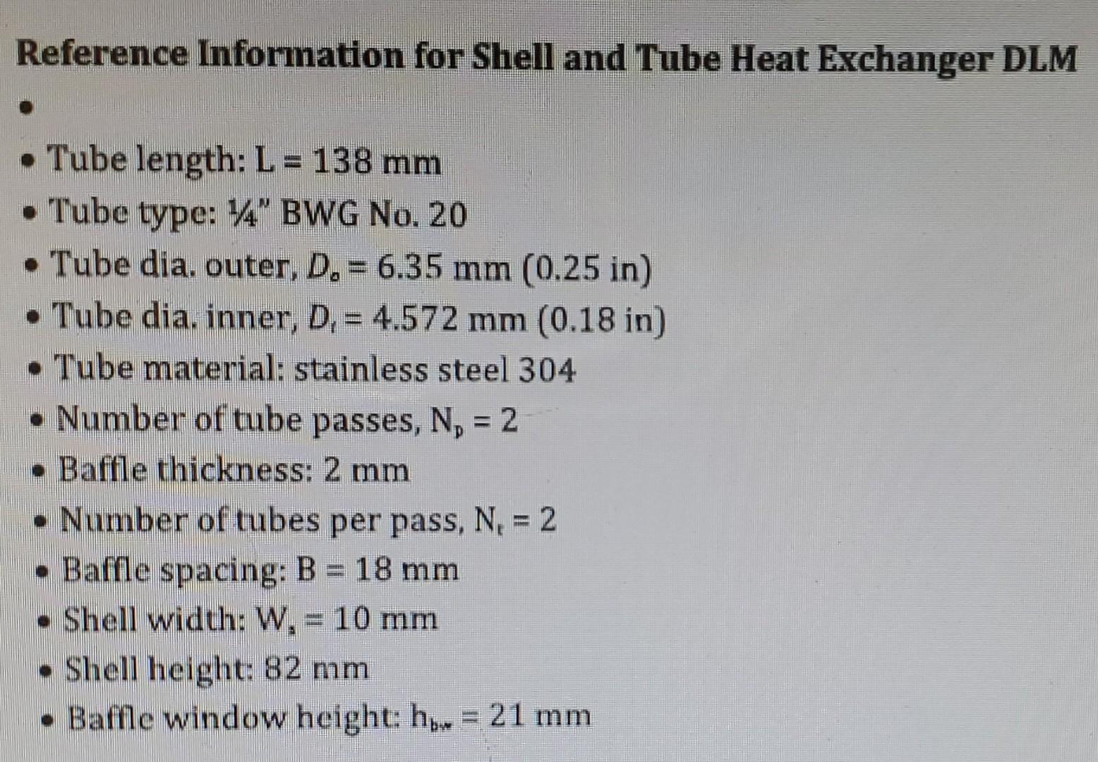 Solved Table 1. Experimental data. Tube Side (Hot) Shell | Chegg.com